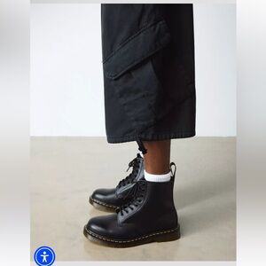 Dr. Martens Black 1460 8-Eye Smooth Leather LaceUp Boots Yellow Stitching US 8